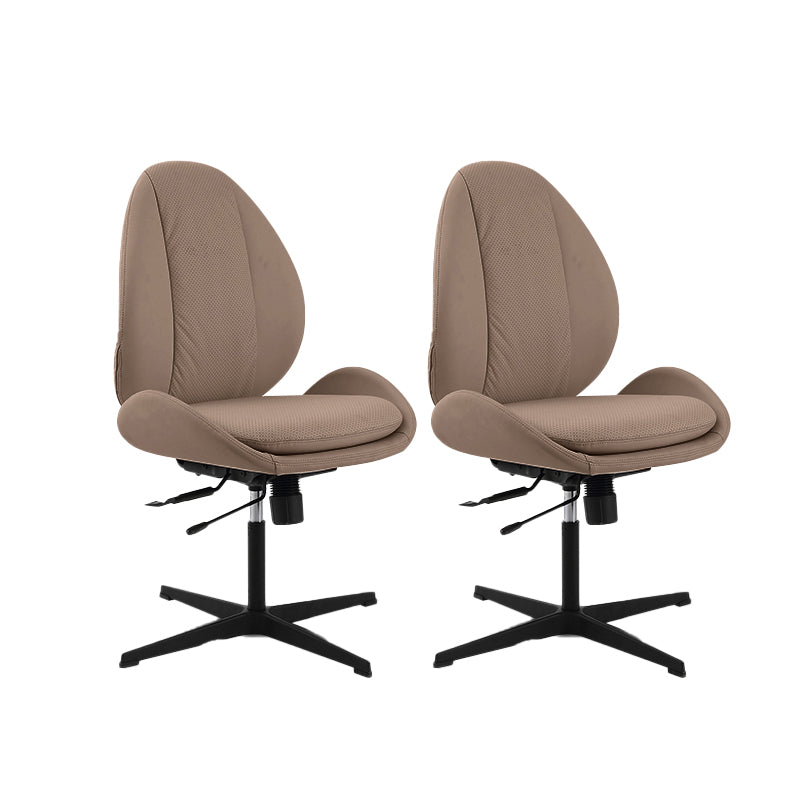 Modern Faux Leather Desk Chair Armless Conference Chair for Office Light Brown 2 Piece Set Clearhalo 'furn' 'furn_office_chair' 'Furniture' 'Office Chairs' 'Office Furniture' 'office_chair' 6828207