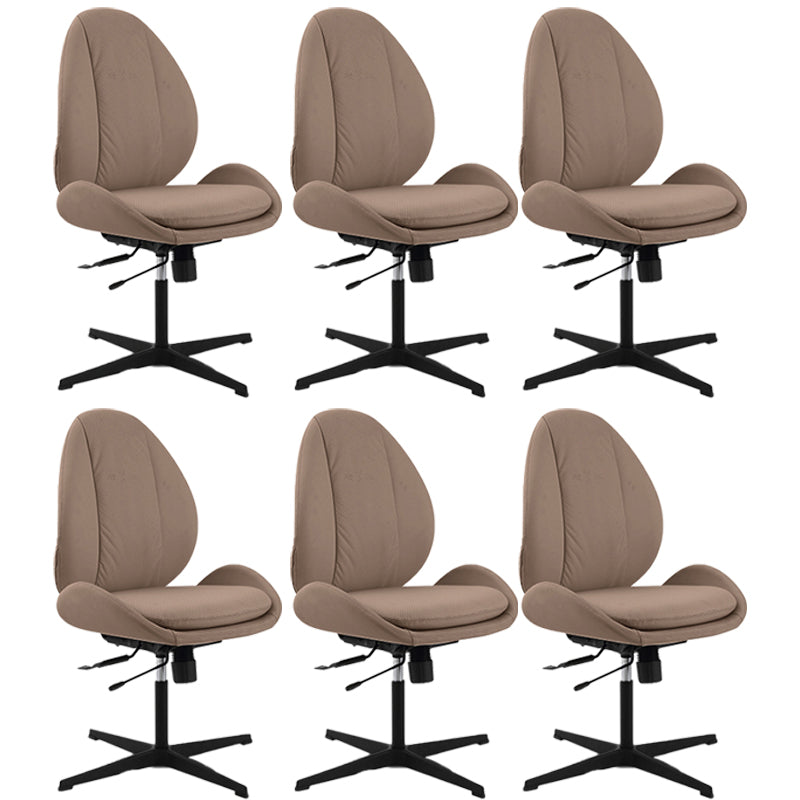 Modern Faux Leather Desk Chair Armless Conference Chair for Office Light Brown 6 Piece Set Clearhalo 'furn' 'furn_office_chair' 'Furniture' 'Office Chairs' 'Office Furniture' 'office_chair' 6828211