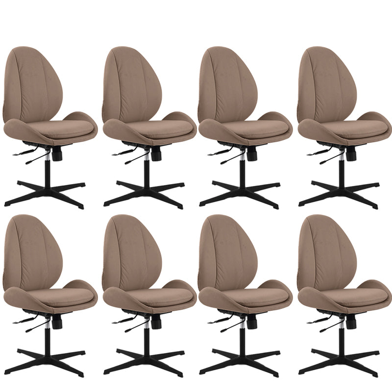 Modern Faux Leather Desk Chair Armless Conference Chair for Office Light Brown 8 Piece Set Clearhalo 'furn' 'furn_office_chair' 'Furniture' 'Office Chairs' 'Office Furniture' 'office_chair' 6828212