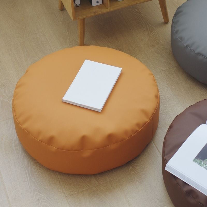Modern Pouf Ottoman PU Leather Upholstered Solid Color Tear Resistant Round Ottoman Clearhalo 'furn' 'furn_ottomans_poufs' 'Furniture' 'Living Room Furniture' 'Ottomans & Poufs' 'ottomans_poufs' 6828361
