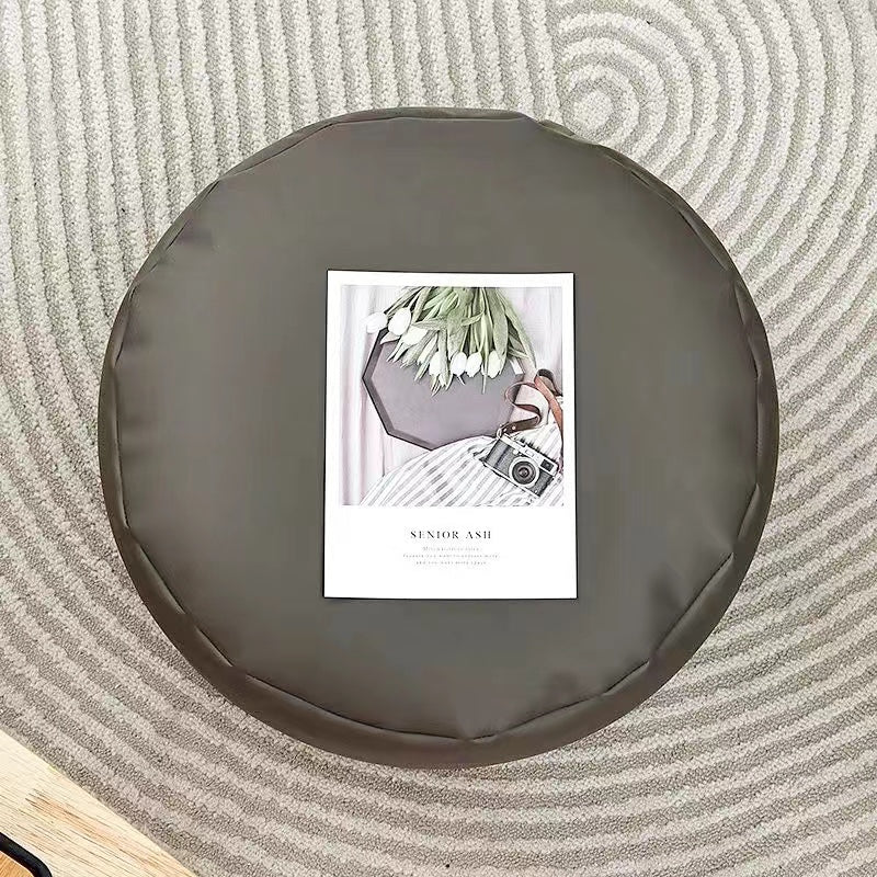 Modern Pouf Ottoman PU Leather Upholstered Solid Color Tear Resistant Round Ottoman Gray 1 Piece Clearhalo 'furn' 'furn_ottomans_poufs' 'Furniture' 'Living Room Furniture' 'Ottomans & Poufs' 'ottomans_poufs' 6828362