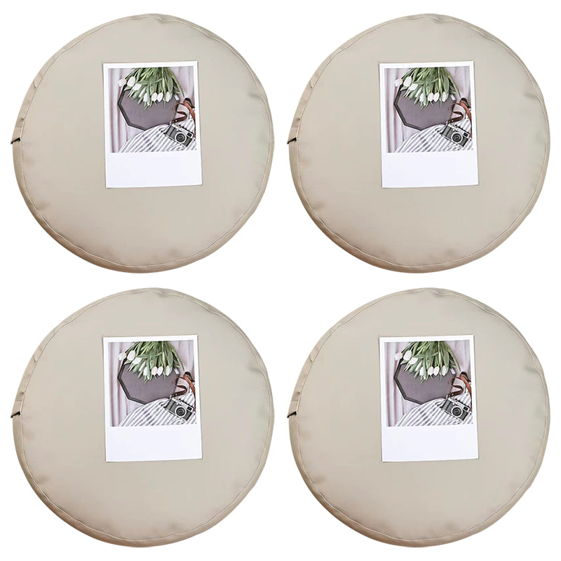 Modern Pouf Ottoman PU Leather Upholstered Solid Color Tear Resistant Round Ottoman Light Gray 4 Piece Set Clearhalo 'furn' 'furn_ottomans_poufs' 'Furniture' 'Living Room Furniture' 'Ottomans & Poufs' 'ottomans_poufs' 6828376