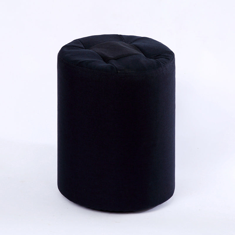 Modern Cotton Pouf Round Stain Resistant Solid Color Pouf for Living Room Black 1 Piece Clearhalo 'furn' 'furn_ottomans_poufs' 'Furniture' 'Living Room Furniture' 'Ottomans & Poufs' 'ottomans_poufs' 6828416