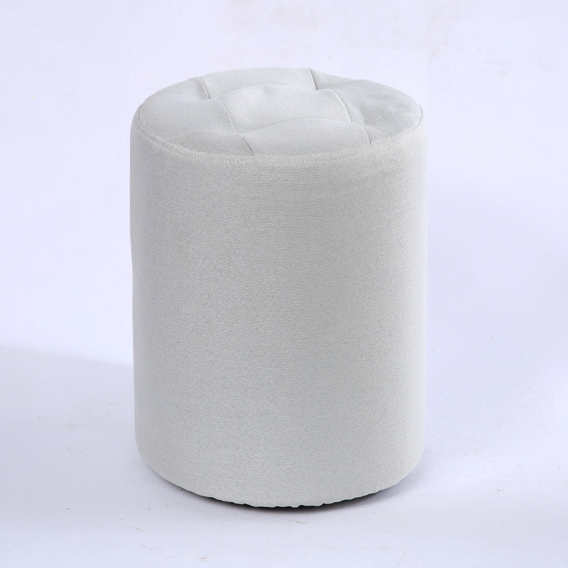Modern Cotton Pouf Round Stain Resistant Solid Color Pouf for Living Room White 1 Piece Clearhalo 'furn' 'furn_ottomans_poufs' 'Furniture' 'Living Room Furniture' 'Ottomans & Poufs' 'ottomans_poufs' 6828418