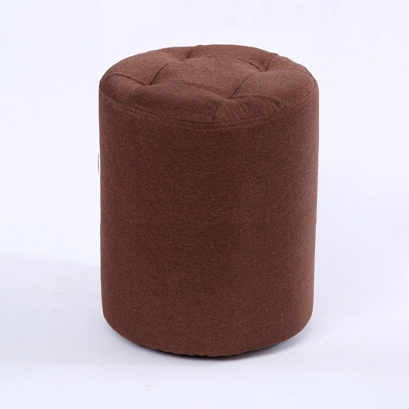 Modern Cotton Pouf Round Stain Resistant Solid Color Pouf for Living Room Brown 1 Piece Clearhalo 'furn' 'furn_ottomans_poufs' 'Furniture' 'Living Room Furniture' 'Ottomans & Poufs' 'ottomans_poufs' 6828423