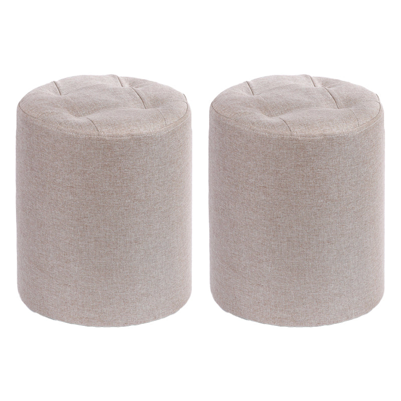 Modern Cotton Pouf Round Stain Resistant Solid Color Pouf for Living Room Light Khaki 2 Piece Set Clearhalo 'furn' 'furn_ottomans_poufs' 'Furniture' 'Living Room Furniture' 'Ottomans & Poufs' 'ottomans_poufs' 6828434