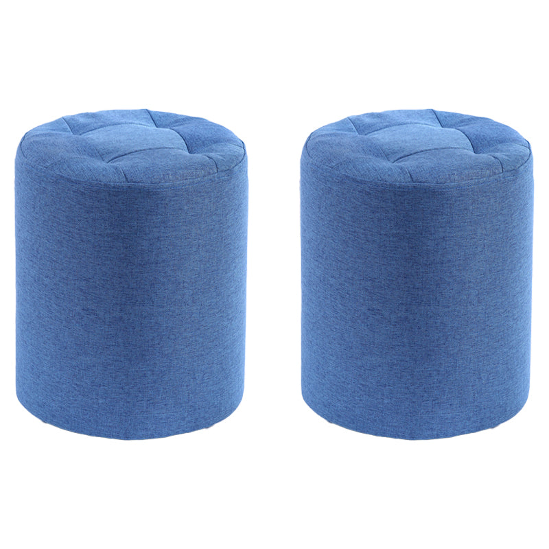 Modern Cotton Pouf Round Stain Resistant Solid Color Pouf for Living Room Blue 2 Piece Set Clearhalo 'furn' 'furn_ottomans_poufs' 'Furniture' 'Living Room Furniture' 'Ottomans & Poufs' 'ottomans_poufs' 6828436
