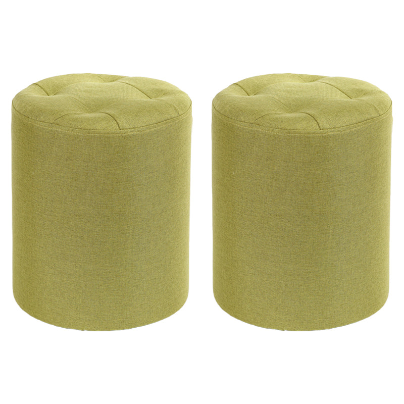 Modern Cotton Pouf Round Stain Resistant Solid Color Pouf for Living Room Green 2 Piece Set Clearhalo 'furn' 'furn_ottomans_poufs' 'Furniture' 'Living Room Furniture' 'Ottomans & Poufs' 'ottomans_poufs' 6828437