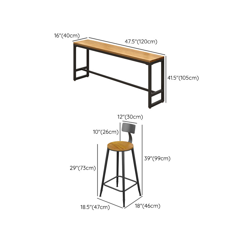 Modern 1/3 Pieces Bar Table Set Rectangle Pine Wood Counter Table with Stools for Cafe Clearhalo 'Bar Furniture' 'furn' 'furn_home_bar_bar_sets' 'Furniture' 'Home Bars & Bar Sets' 'home_bar_bar_sets' 'Kitchen & Dining Furniture' 6831594