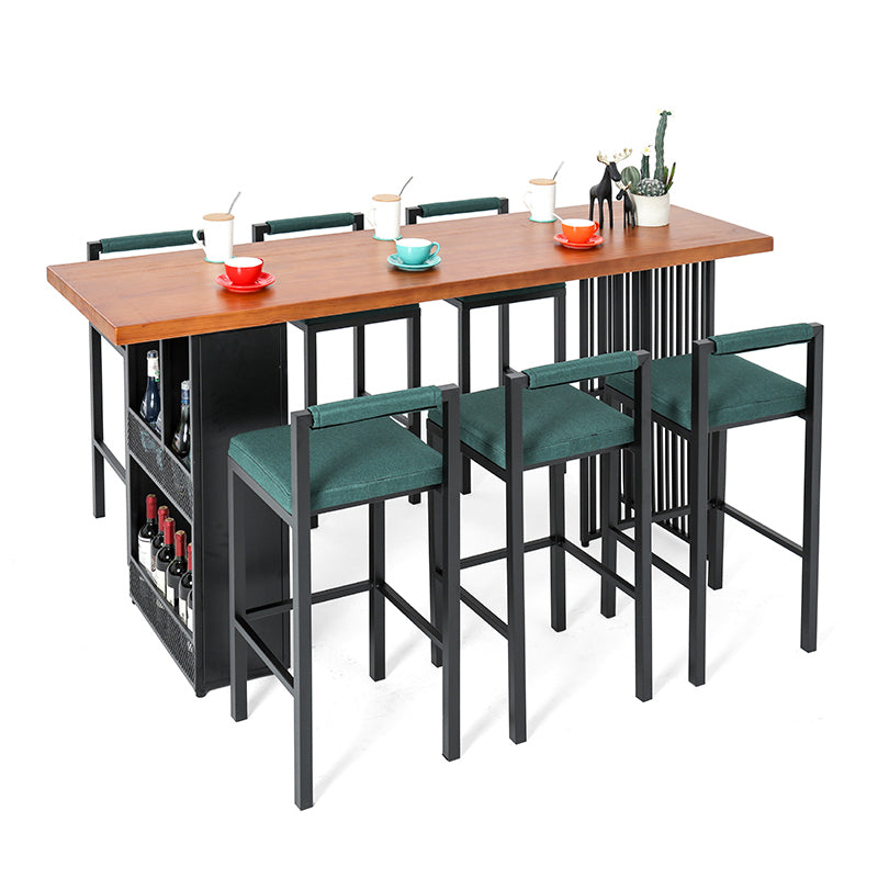 Juego de mesa y taburete de bar industrial rectangular de 1/7 piezas de altura de mostrador