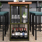Juego de mesa y taburete de bar industrial rectangular de 1/7 piezas de altura de mostrador