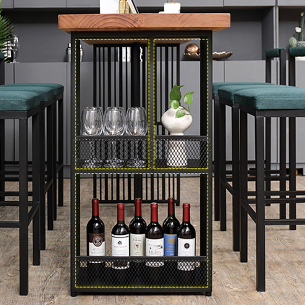 Juego de mesa y taburete de bar industrial rectangular de 1/7 piezas de altura de mostrador