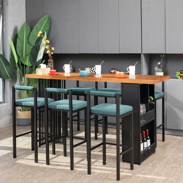 Juego de mesa y taburete de bar industrial rectangular de 1/7 piezas de altura de mostrador