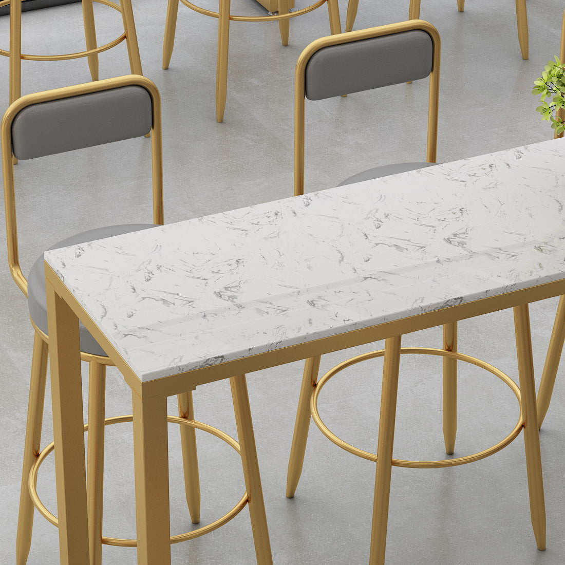 Tabouret de bar en marbre faux et jeu de table 1/4 pièces