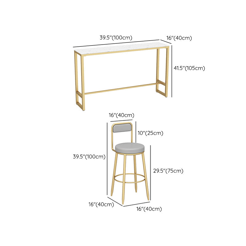 Tabouret de bar en marbre faux et jeu de table 1/4 pièces