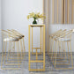 Faux Marble Pub Table Set Modern 1/7 Pieces Bar Stool and Table Set 7 Pieces: Table, 6 Gold Stools Clearhalo 'Bar Furniture' 'furn' 'furn_home_bar_bar_sets' 'Furniture' 'Home Bars & Bar Sets' 'home_bar_bar_sets' 'Kitchen & Dining Furniture' 6831695