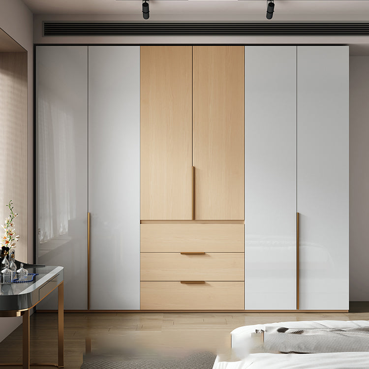 Engineered Wood Wardrobe Closet with Drawer Modern Wardrobe Cabinet Clearhalo 'Armoires & Wardrobes' 'armoires_wardrobes' 'Bedroom Furniture' 'furn' 'furn_armoires_wardrobes' 'Furniture' 6831773