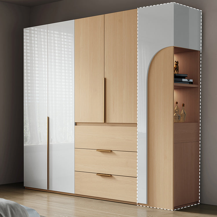 Engineered Wood Wardrobe Closet with Drawer Modern Wardrobe Cabinet Clearhalo 'Armoires & Wardrobes' 'armoires_wardrobes' 'Bedroom Furniture' 'furn' 'furn_armoires_wardrobes' 'Furniture' 6831781