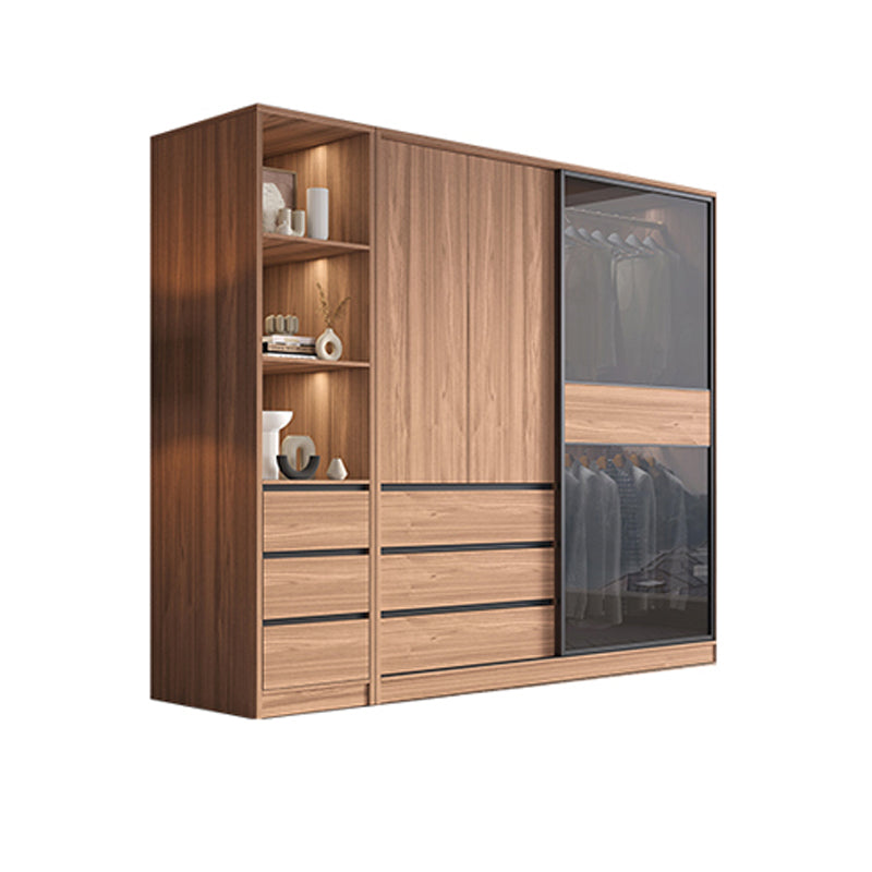 Schieberholzkleiderschrank moderner brauner Kleiderschrank Armoire