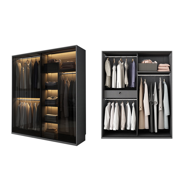 Armadio per armadio in vetro e legno con armadio grigio grigio