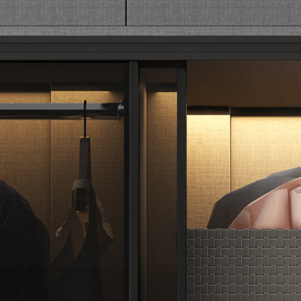 Armadio per armadio in vetro e legno con armadio grigio grigio