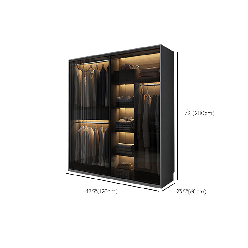 Armadio per armadio in vetro e legno con armadio grigio grigio