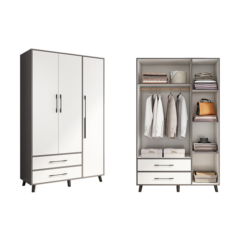 ヒンジ付きエンジニアリングウッドワードローブクローゼットモダンワードローブキャビネット