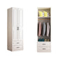 White Hinged Wardrobe Armoire with Garment Rod Modern Wardrobe Closet