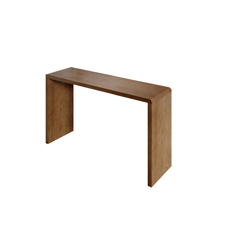Modern Style Bar Table Pine Solid Wood Double pedestal Bar Dining Table with Storage 47.2"L x 17.7"W x 41.3"H Brown Without Chairs Clearhalo 'Bar Furniture' 'Bar Tables' 'bar_tables' 'furn' 'furn_bar_tables' 'Furniture' 'Kitchen & Dining Furniture' 6832304