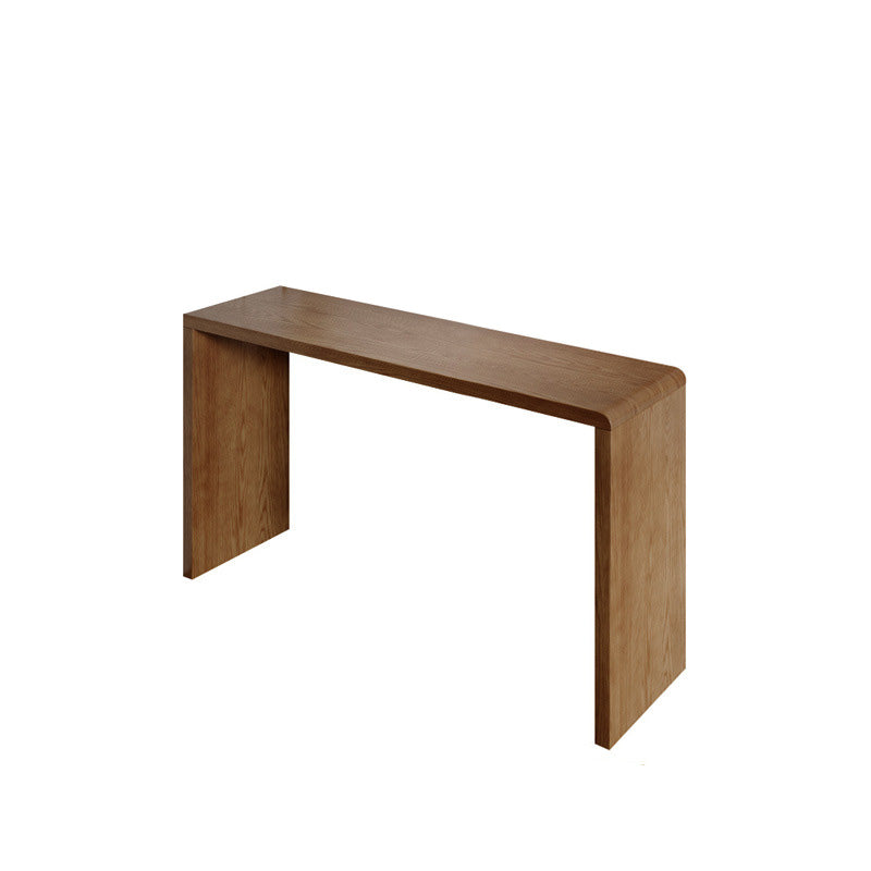 Modern Style Bar Table Pine Solid Wood Double pedestal Bar Dining Table with Storage 55.1"L x 17.7"W x 41.3"H Brown Without Chairs Clearhalo 'Bar Furniture' 'Bar Tables' 'bar_tables' 'furn' 'furn_bar_tables' 'Furniture' 'Kitchen & Dining Furniture' 6832305