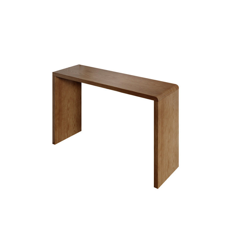 Modern Style Bar Table Pine Solid Wood Double pedestal Bar Dining Table with Storage 39.4"L x 17.7"W x 41.3"H Brown Without Chairs Clearhalo 'Bar Furniture' 'Bar Tables' 'bar_tables' 'furn' 'furn_bar_tables' 'Furniture' 'Kitchen & Dining Furniture' 6832310