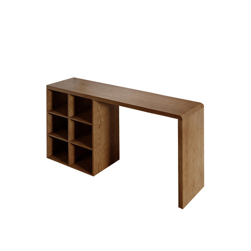 Modern Style Bar Table Pine Solid Wood Double pedestal Bar Dining Table with Storage 70.9"L x 17.7"W x 41.3"H Khaki Without Chairs Clearhalo 'Bar Furniture' 'Bar Tables' 'bar_tables' 'furn' 'furn_bar_tables' 'Furniture' 'Kitchen & Dining Furniture' 6832311