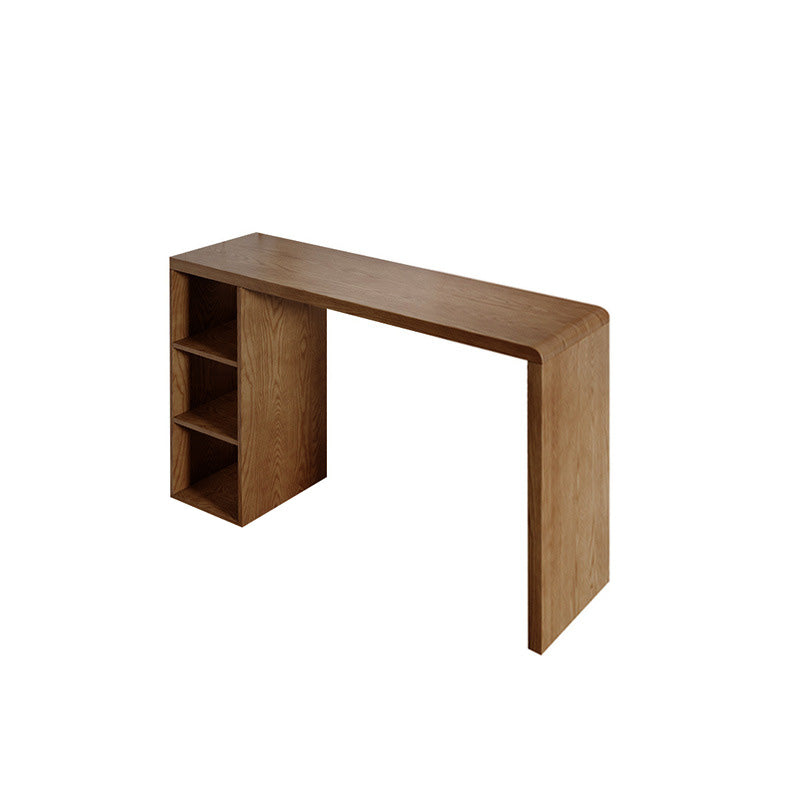 Modern Style Bar Table Pine Solid Wood Double pedestal Bar Dining Table with Storage 47.2"L x 17.7"W x 41.3"H Light Brown Without Chairs Clearhalo 'Bar Furniture' 'Bar Tables' 'bar_tables' 'furn' 'furn_bar_tables' 'Furniture' 'Kitchen & Dining Furniture' 6832314