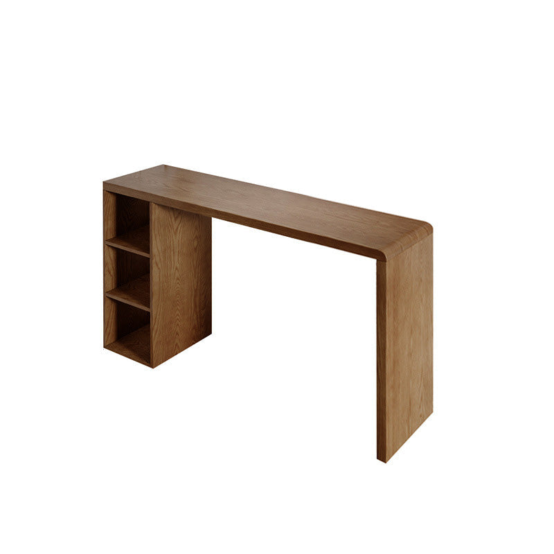 Modern Style Bar Table Pine Solid Wood Double pedestal Bar Dining Table with Storage 63"L x 17.7"W x 41.3"H Light Brown Without Chairs Clearhalo 'Bar Furniture' 'Bar Tables' 'bar_tables' 'furn' 'furn_bar_tables' 'Furniture' 'Kitchen & Dining Furniture' 6832317