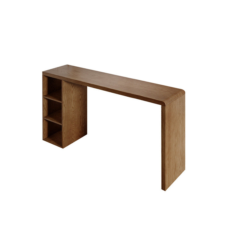 Modern Style Bar Table Pine Solid Wood Double pedestal Bar Dining Table with Storage 70.9"L x 17.7"W x 41.3"H Light Brown Without Chairs Clearhalo 'Bar Furniture' 'Bar Tables' 'bar_tables' 'furn' 'furn_bar_tables' 'Furniture' 'Kitchen & Dining Furniture' 6832318