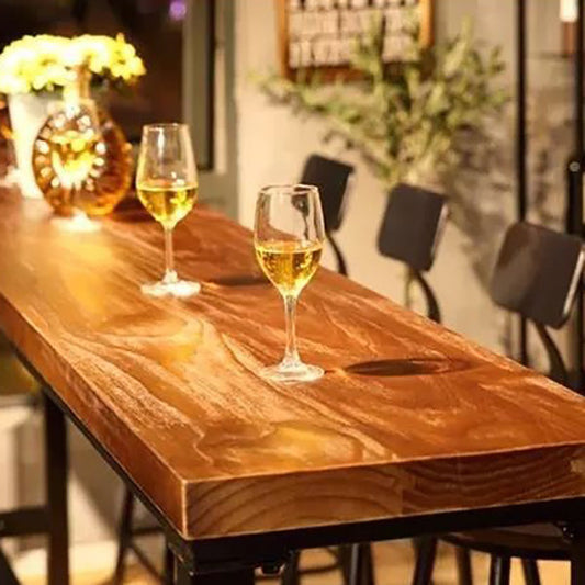 産業長方形ビストロバーデスクパインソリッドウッドビストロテーブルフットレスト