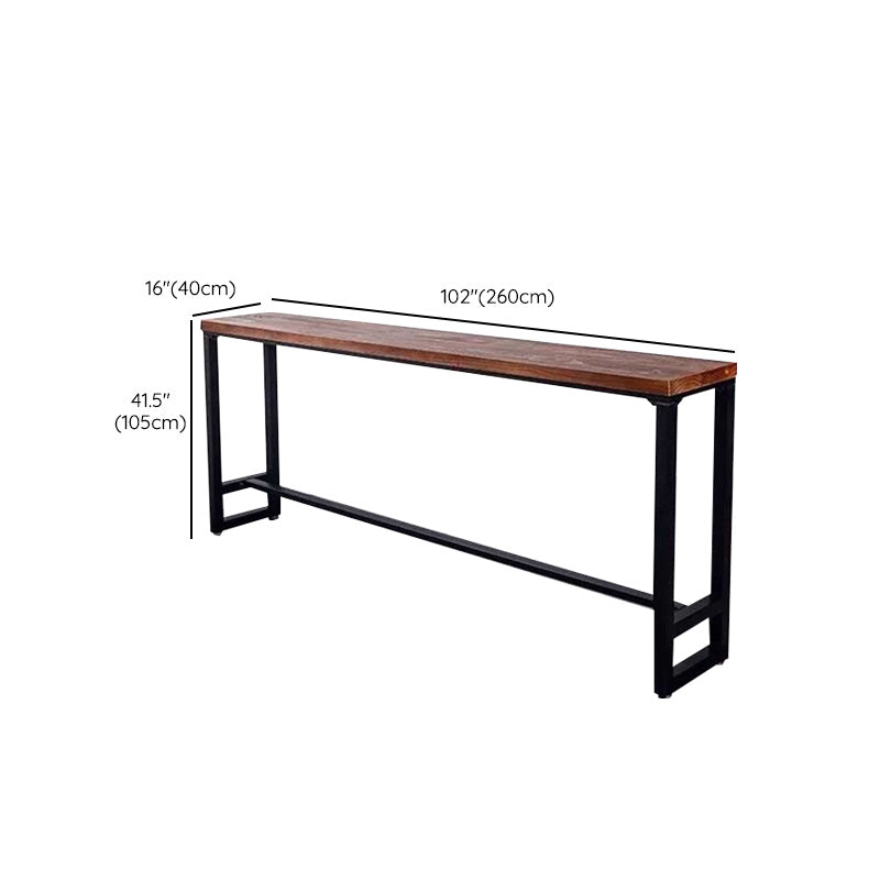 Industrial Rectangle Bistro Bar Desk Pine Solid Wood Bistro Table with Footrest Clearhalo 'Bar Furniture' 'Bar Tables' 'bar_tables' 'furn' 'furn_bar_tables' 'Furniture' 'Kitchen & Dining Furniture' 6832345