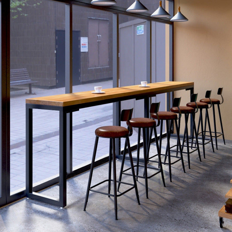 Industrial Rectangle Bar Height Table Solid Wood Bistro Bar Desk for Indoor 118.1"L x 15.7"W x 41.3"H Without Chairs Clearhalo 'Bar Furniture' 'Bar Tables' 'bar_tables' 'furn' 'furn_bar_tables' 'Furniture' 'Kitchen & Dining Furniture' 6832370