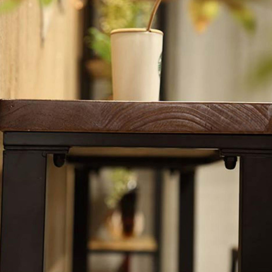 Bartafel met houten blad, moderne eettafel met metalen onderstel voor koffiekamer