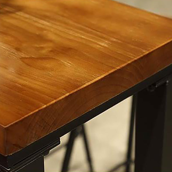 Bartafel met houten blad, moderne eettafel met metalen onderstel voor koffiekamer