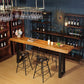 Wood Top Bar Table Rectangle Dining Table with Metal Base for Kitchen 78.7"L x 19.7"W x 41.3"H Without Chairs Clearhalo 'Bar Furniture' 'Bar Tables' 'bar_tables' 'furn' 'furn_bar_tables' 'Furniture' 'Kitchen & Dining Furniture' 6832447