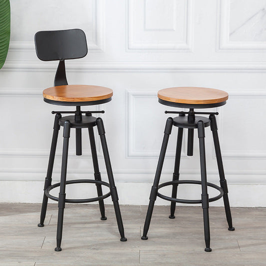 Modern Style Round Seat Barstool Wood Counter Bar Stool with Wood Legs