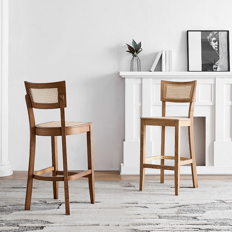 Modern Style Low Back Barstool Wooden Counter Bar Stool with Wood Legs