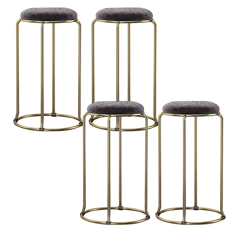 Glam Style Backless Barstool Round Counter Bar Stool with Metal Legs Black 4 Piece Set Clearhalo 'Bar Furniture' 'Bar Stools' 'bar_stools' 'furn' 'furn_bar_stools' 'Furniture' 'Kitchen & Dining Furniture' 6832702