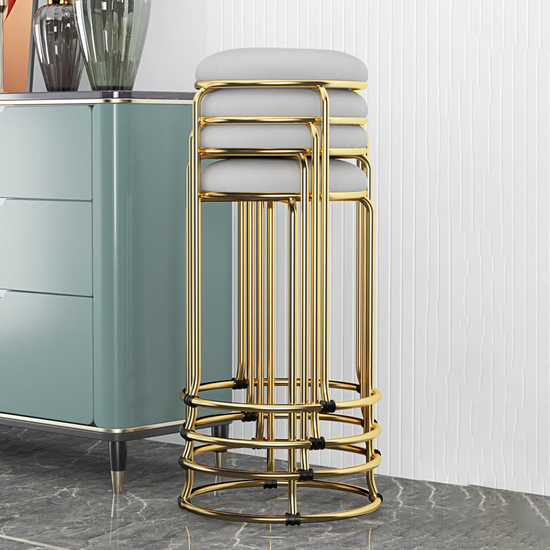 Glam Style Backless Barstool Round Counter Bar Stool with Metal Legs Clearhalo 'Bar Furniture' 'Bar Stools' 'bar_stools' 'furn' 'furn_bar_stools' 'Furniture' 'Kitchen & Dining Furniture' 6832703