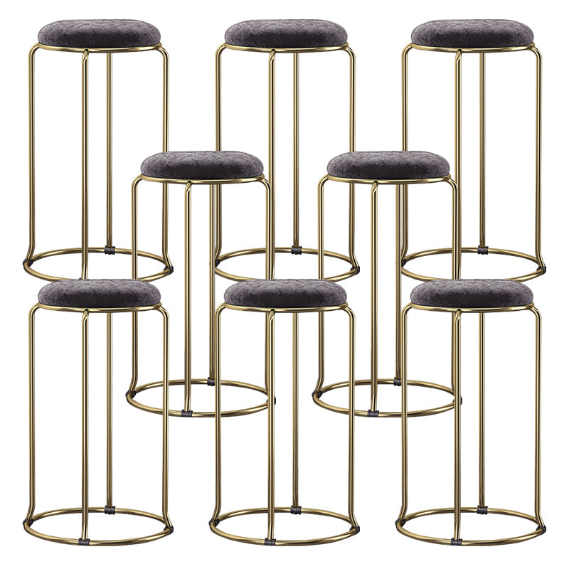 Glam Style Backless Barstool Round Counter Bar Stool with Metal Legs Black 8 Piece Set Clearhalo 'Bar Furniture' 'Bar Stools' 'bar_stools' 'furn' 'furn_bar_stools' 'Furniture' 'Kitchen & Dining Furniture' 6832704