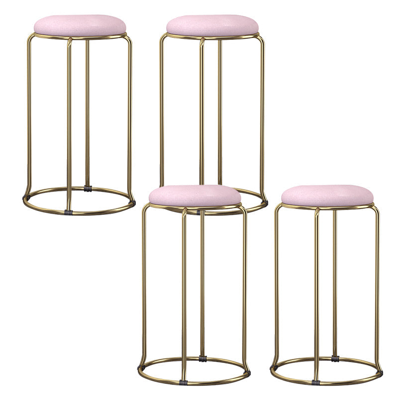 Glam Style Backless Barstool Round Counter Bar Stool with Metal Legs Pinkish Red 4 Piece Set Clearhalo 'Bar Furniture' 'Bar Stools' 'bar_stools' 'furn' 'furn_bar_stools' 'Furniture' 'Kitchen & Dining Furniture' 6832707
