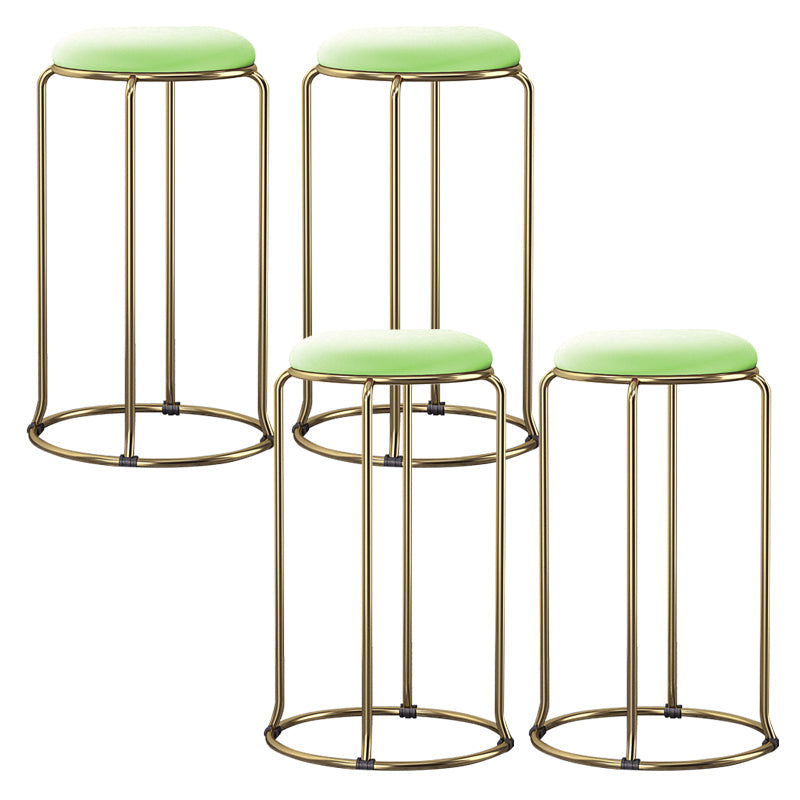 Glam Style Backless Barstool Round Counter Bar Stool with Metal Legs Grass Green Plaid 4 Piece Set Clearhalo 'Bar Furniture' 'Bar Stools' 'bar_stools' 'furn' 'furn_bar_stools' 'Furniture' 'Kitchen & Dining Furniture' 6832712