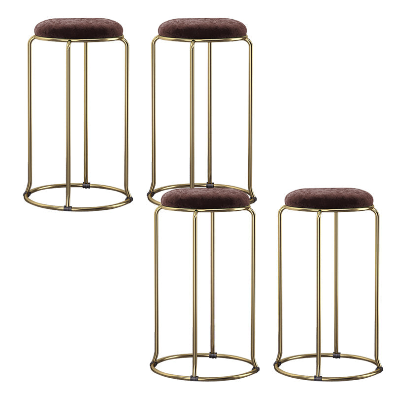 Glam Style Backless Barstool Round Counter Bar Stool with Metal Legs Brown 4 Piece Set Clearhalo 'Bar Furniture' 'Bar Stools' 'bar_stools' 'furn' 'furn_bar_stools' 'Furniture' 'Kitchen & Dining Furniture' 6832715