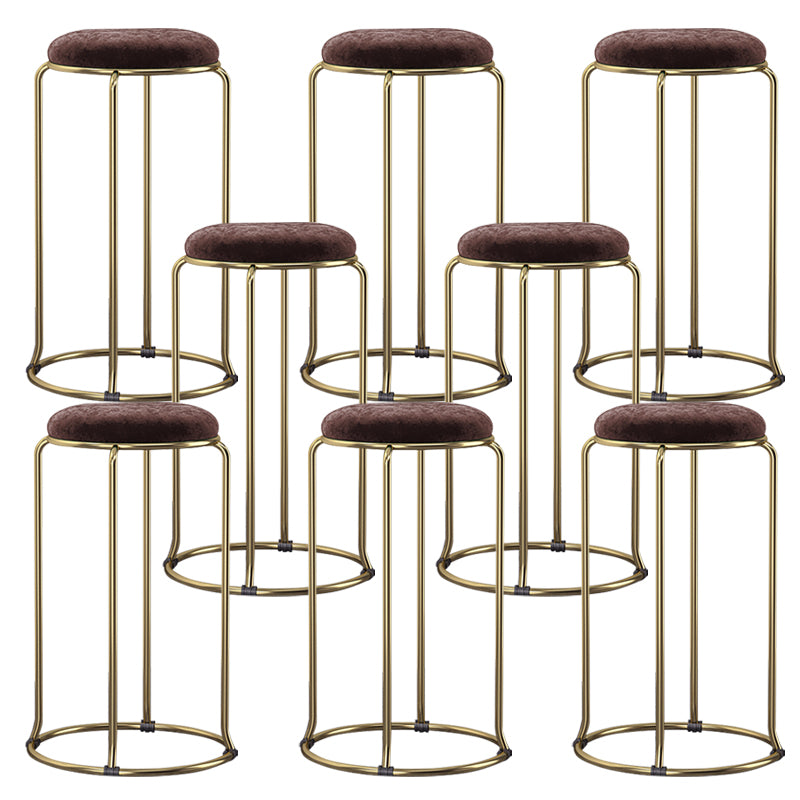 Glam Style Backless Barstool Round Counter Bar Stool with Metal Legs Brown 8 Piece Set Clearhalo 'Bar Furniture' 'Bar Stools' 'bar_stools' 'furn' 'furn_bar_stools' 'Furniture' 'Kitchen & Dining Furniture' 6832716